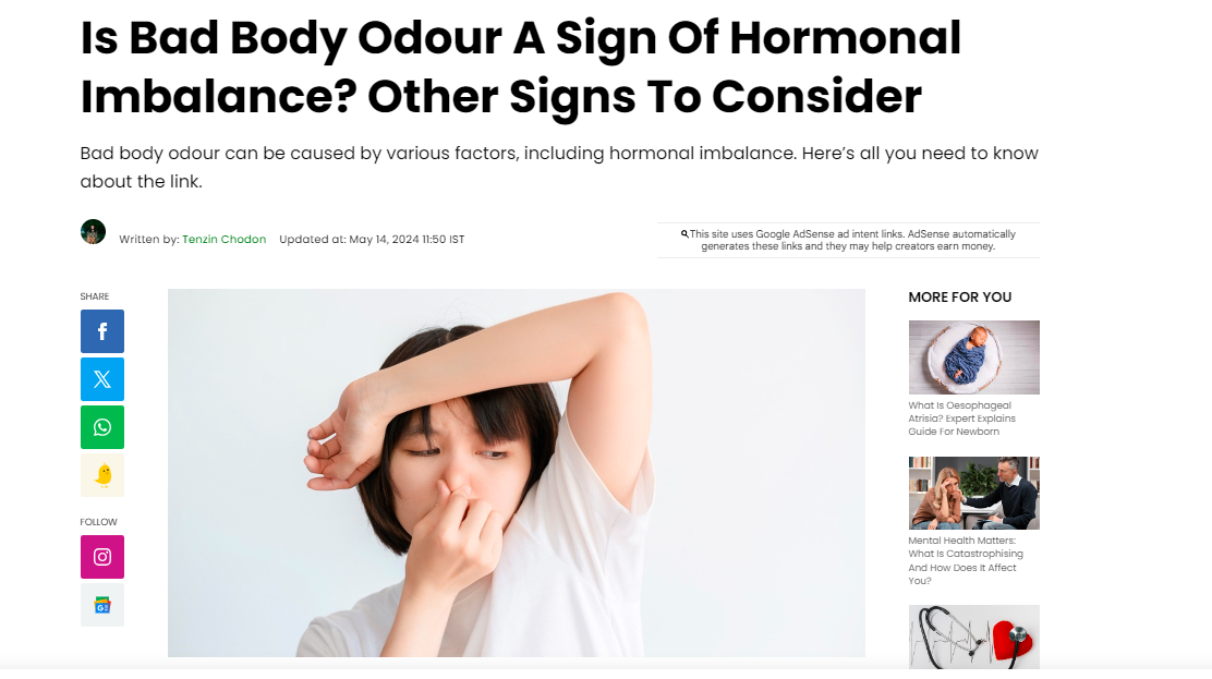 Is Bad Body Odour A Sign Of Hormonal Imbalance