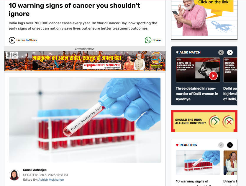 10 warning signs of cancer you shouldn't ignore