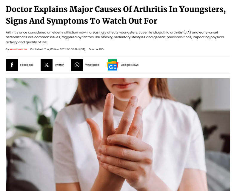 Doctor Explains Major Causes Of Arthritis In Youngsters,