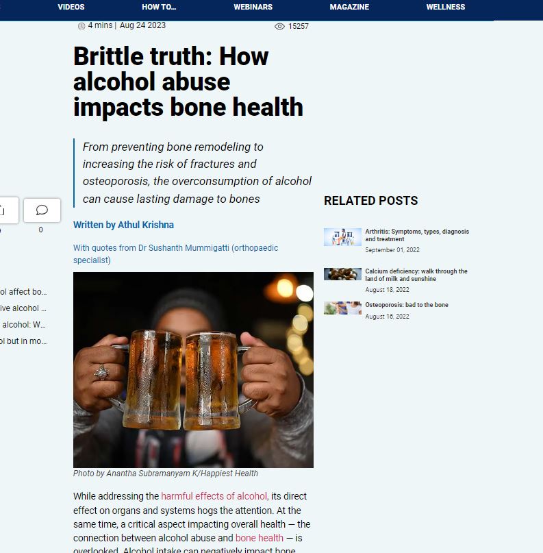Alcohol abuse impacts bone health