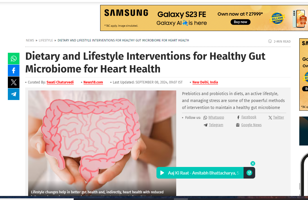 Dietary and Lifestyle Interventions for Healthy Gut 