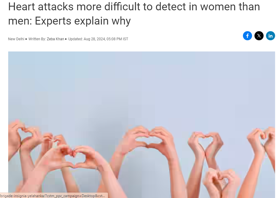 Heart attacks more difficult to detect in women than men