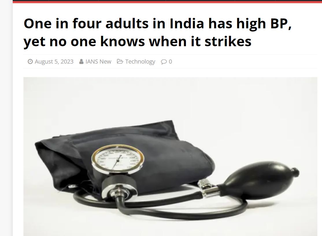 One in four adults in India has high BP