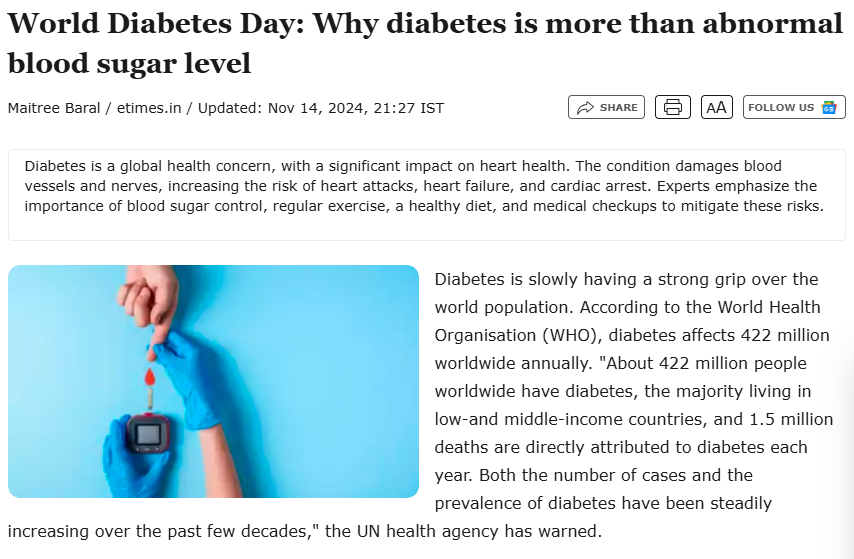 Why diabetes is more than abnormal blood sugar level