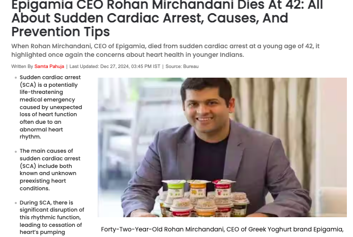  Manipal Hospital Hebbal: Dr. Kumar Kenchappa on Epigamia CEO Rohan Mirchandani Dies At 42: All About Sudden Cardiac Arrest, Causes, And Prevention Tips