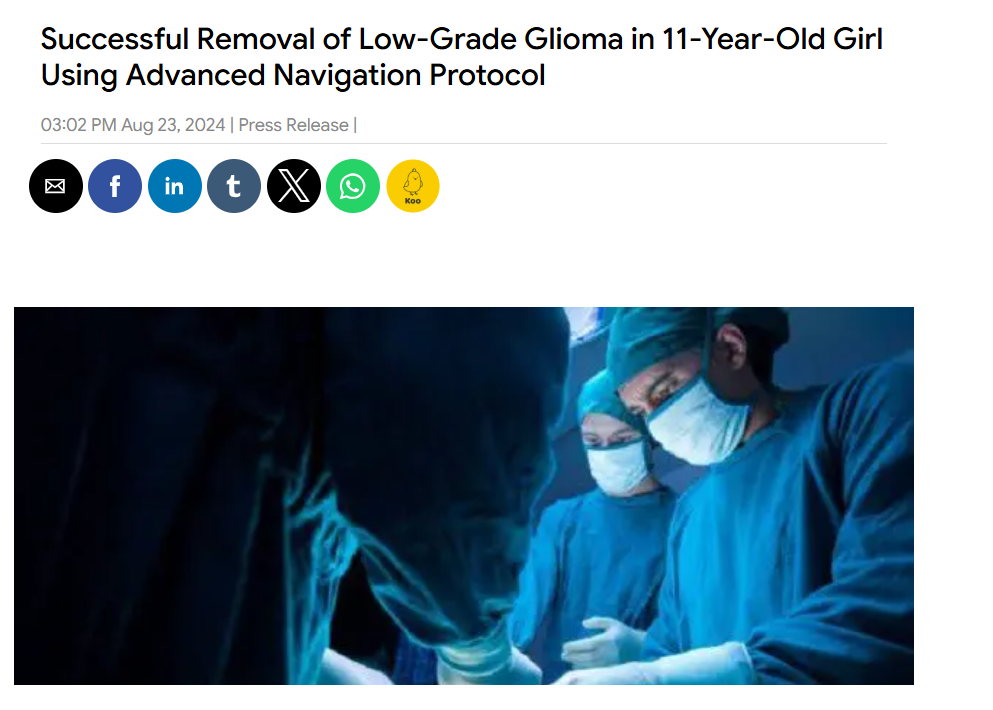 Manipal Hospital Hebbal: Dr. Sampangi Raghu Ram Raj on Successful Removal of low-grade glicoma in 11 year old girl using advanced navigation Protocol | Udayavani