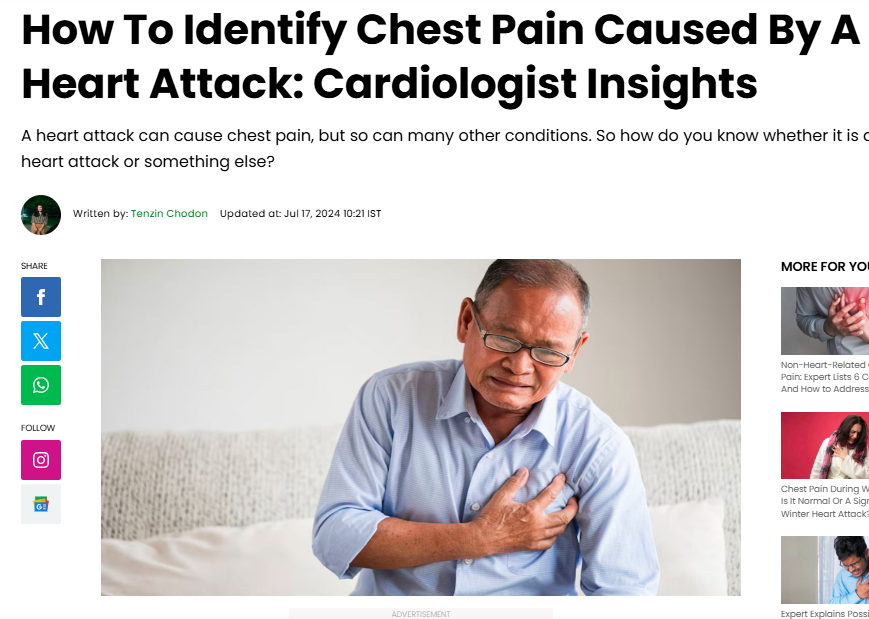 Chest Pain Caused By A Heart Attack: