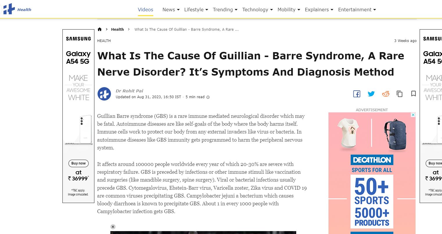Cause Of Guillian - Barre Syndrome