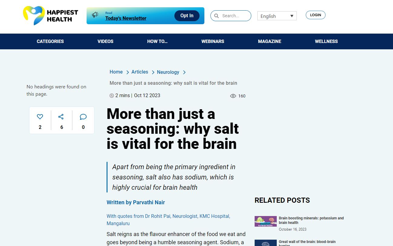 Why salt is vital for the brain