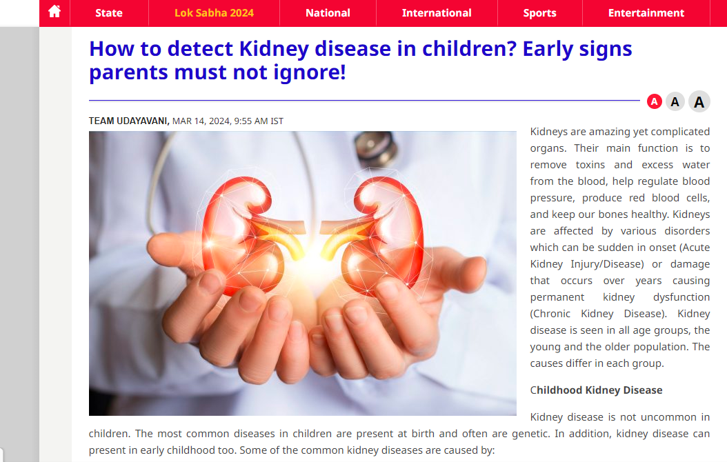 How to detect Kidney disease in children