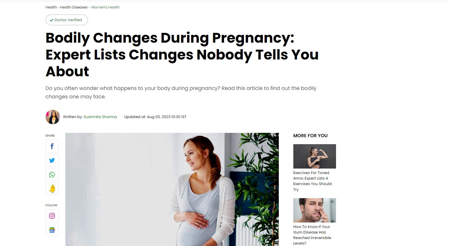 Bodily Changes During Pregnancy