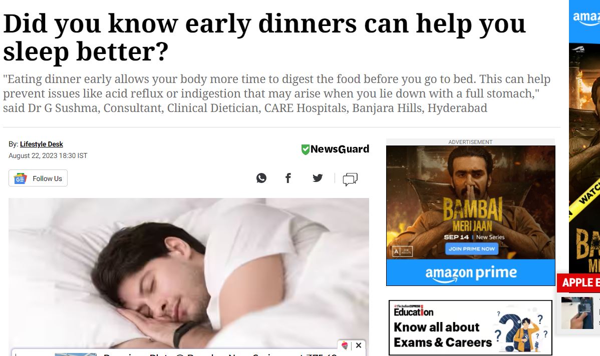 early dinners can help you sleep better