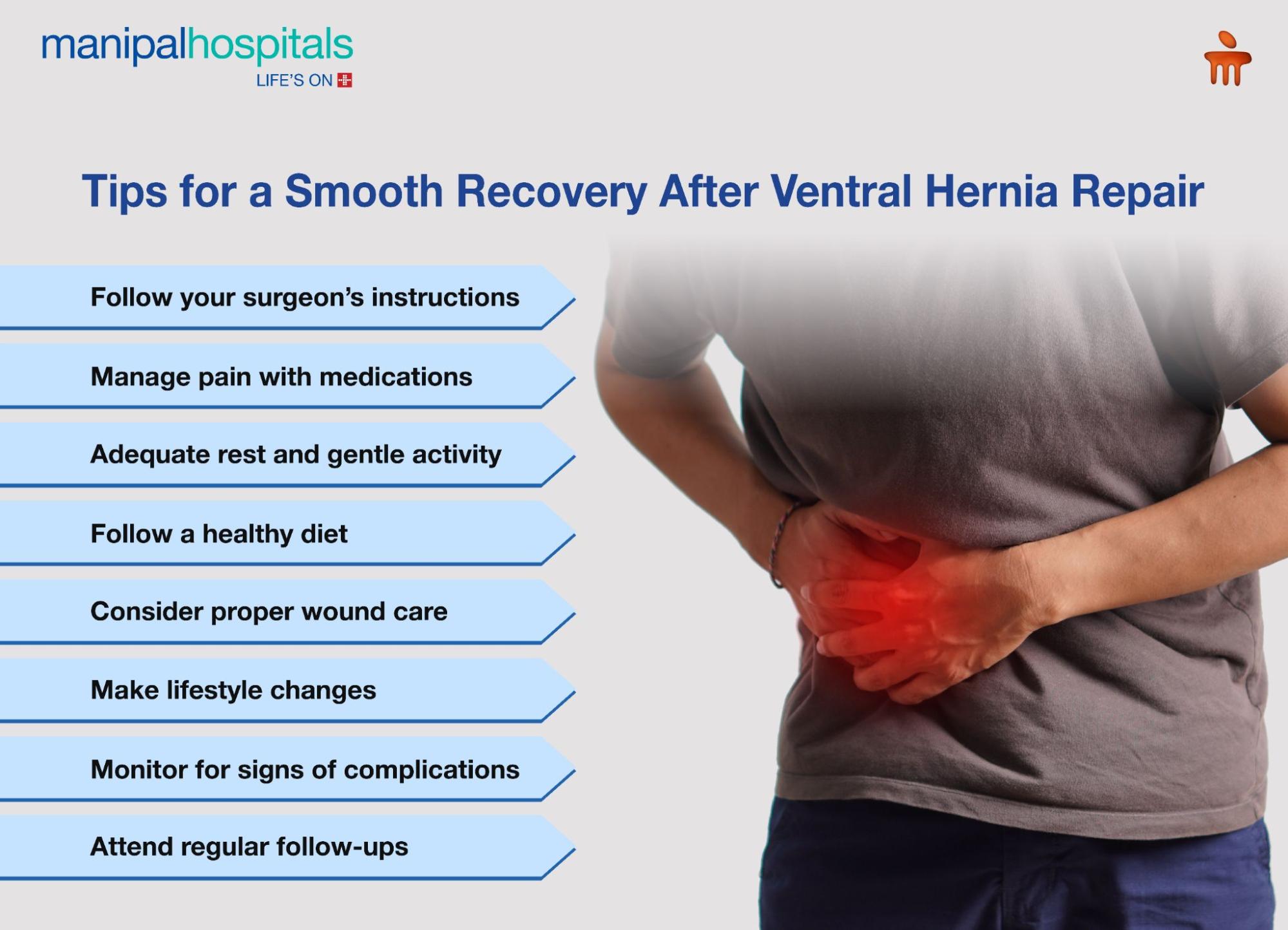 Tips for smooth recovery after ventral hernia repair