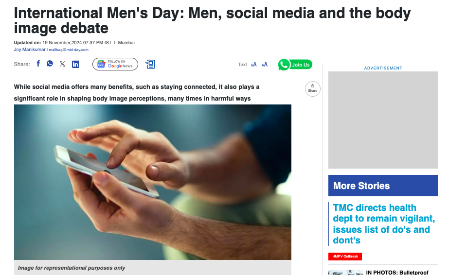 Dr. Pallavi Joshi on International Men's Day: Men, social media and the body image debate