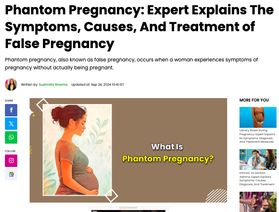 Dr. Pruthviraj MO on Phantom Pregnancy: Expert Explains The Symptoms, Causes, And Treatment of False Pregnancy