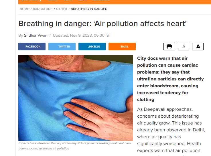 Air pollution affects heart