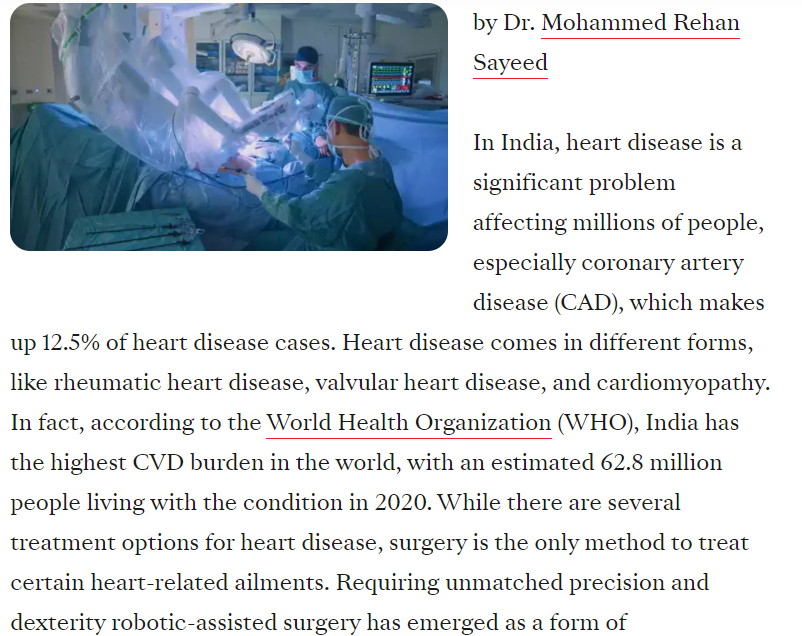 Cardiovascular surgeon in Yeshwanthpur