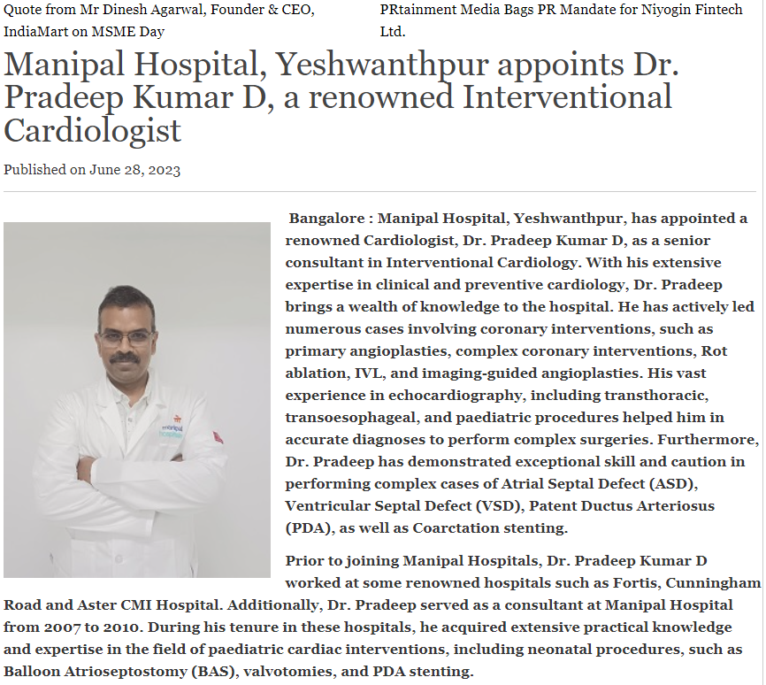 Interventional Cardiologist in Yeshwanthpur